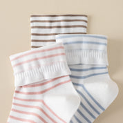 Women's 99% Combed Cotton Striped Bed & Sleep Socks