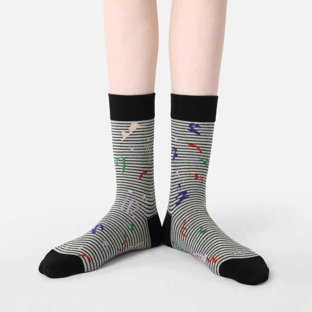 Women's Designer Abstract Pattern & 3D Jacquard Crew Socks (3-Pack)