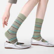 Women's Designer 3D Butterfly & Shimmer Grid Crew Socks (3-Pack)