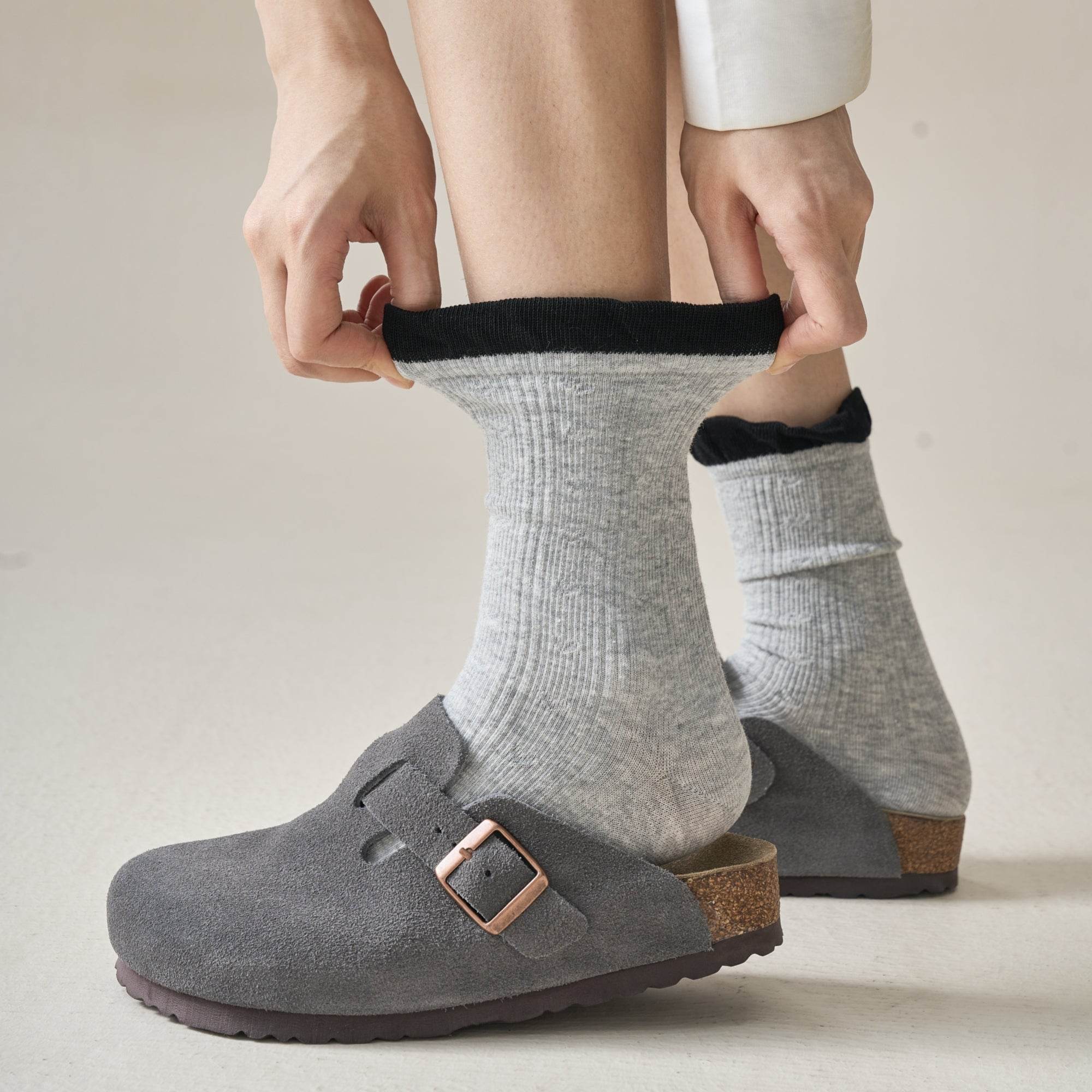 Women's Preppy Cotton Ribbed Socks - Single Pair