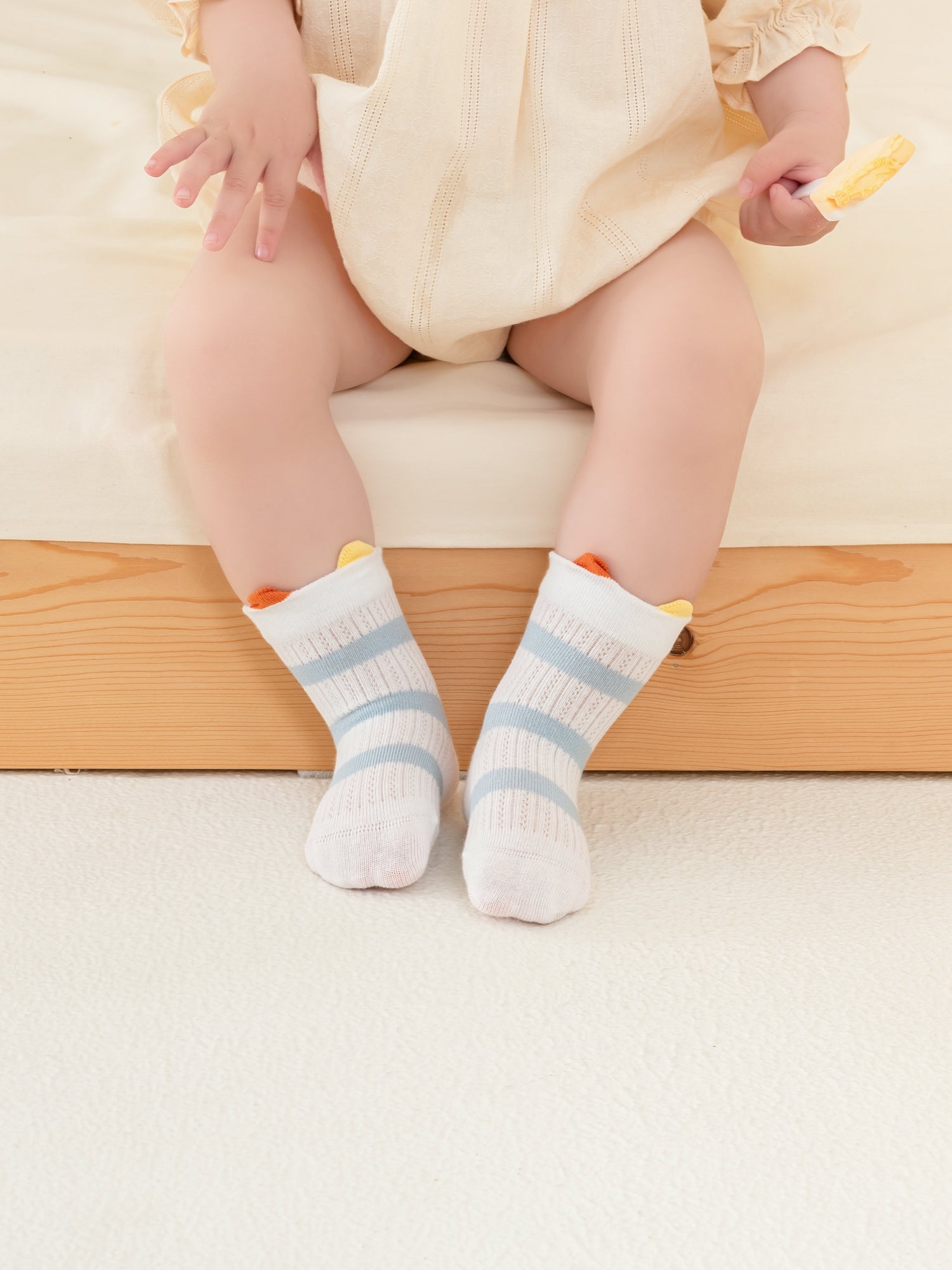 Babies' Breathable Ribbed Ankle Socks -4 Pack