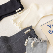 Kid's Sweet Pearl Trim Socks - 2 Pairs - Weavasocks