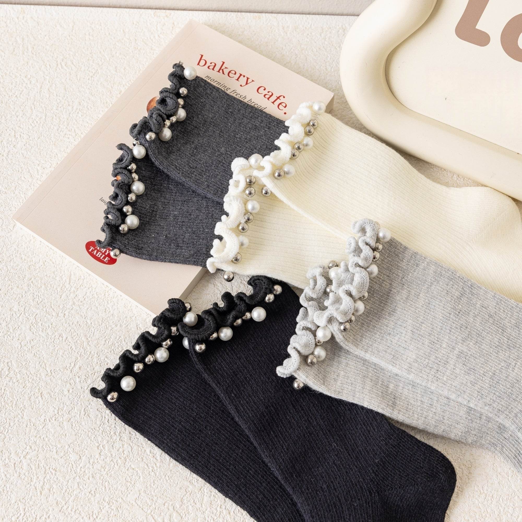 Kid's Dainty Pearl Crew Socks - 2 Pairs - Weavasocks