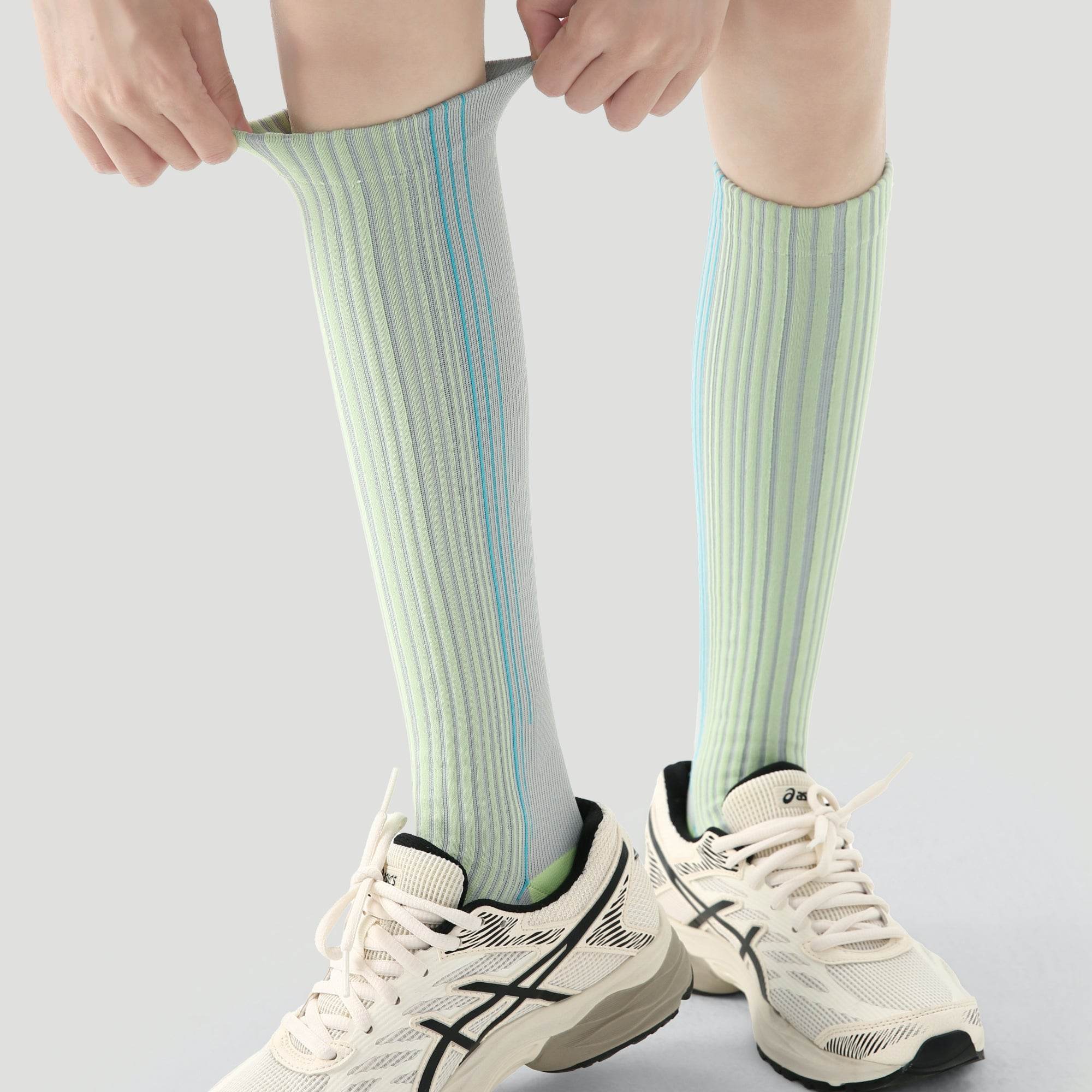 Women's Performance Knee-High Hiking Socks - Grey & Neon Volt