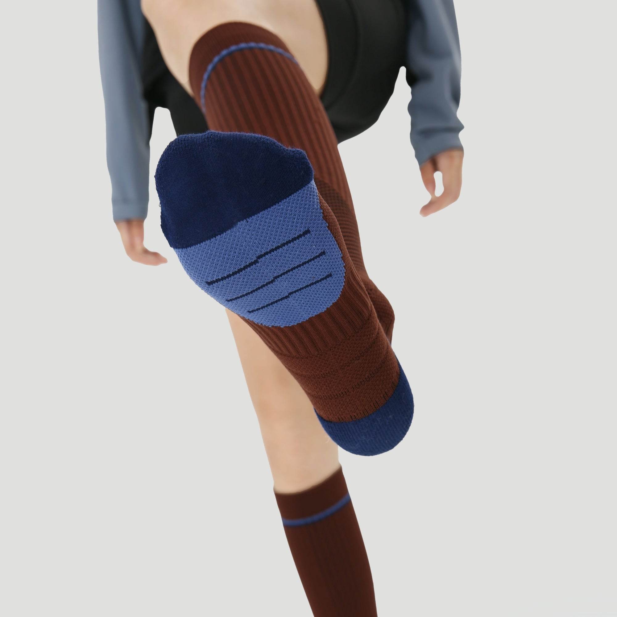 Women's Performance Knee-High Hiking Socks - Espresso & Royal Blue