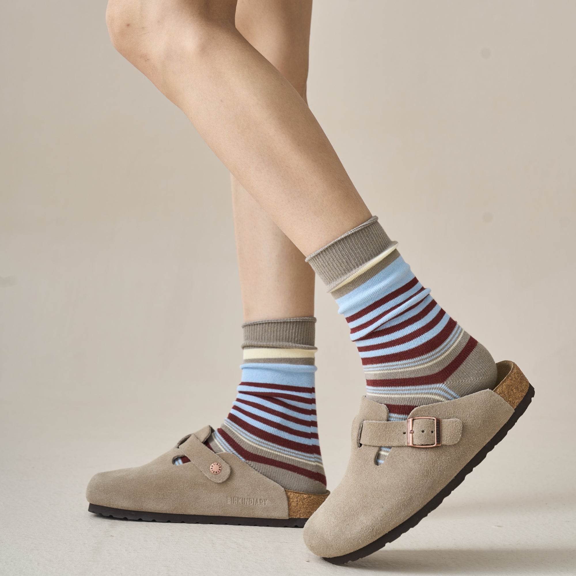 Women's Retro Multi-Stripe Crew Socks - Single Pair