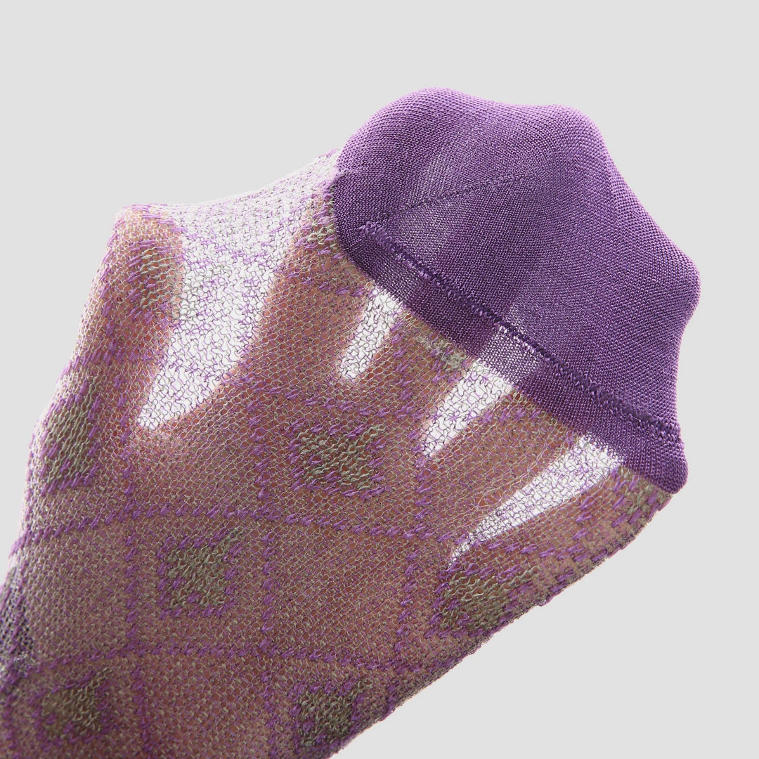 Women's Metallic Lurex Sheer Mesh Socks - product photo showing breathable mesh comfort
