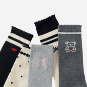 Kid's Preppy Embroidered Knee Socks - 3 Pairs - Weavasocks