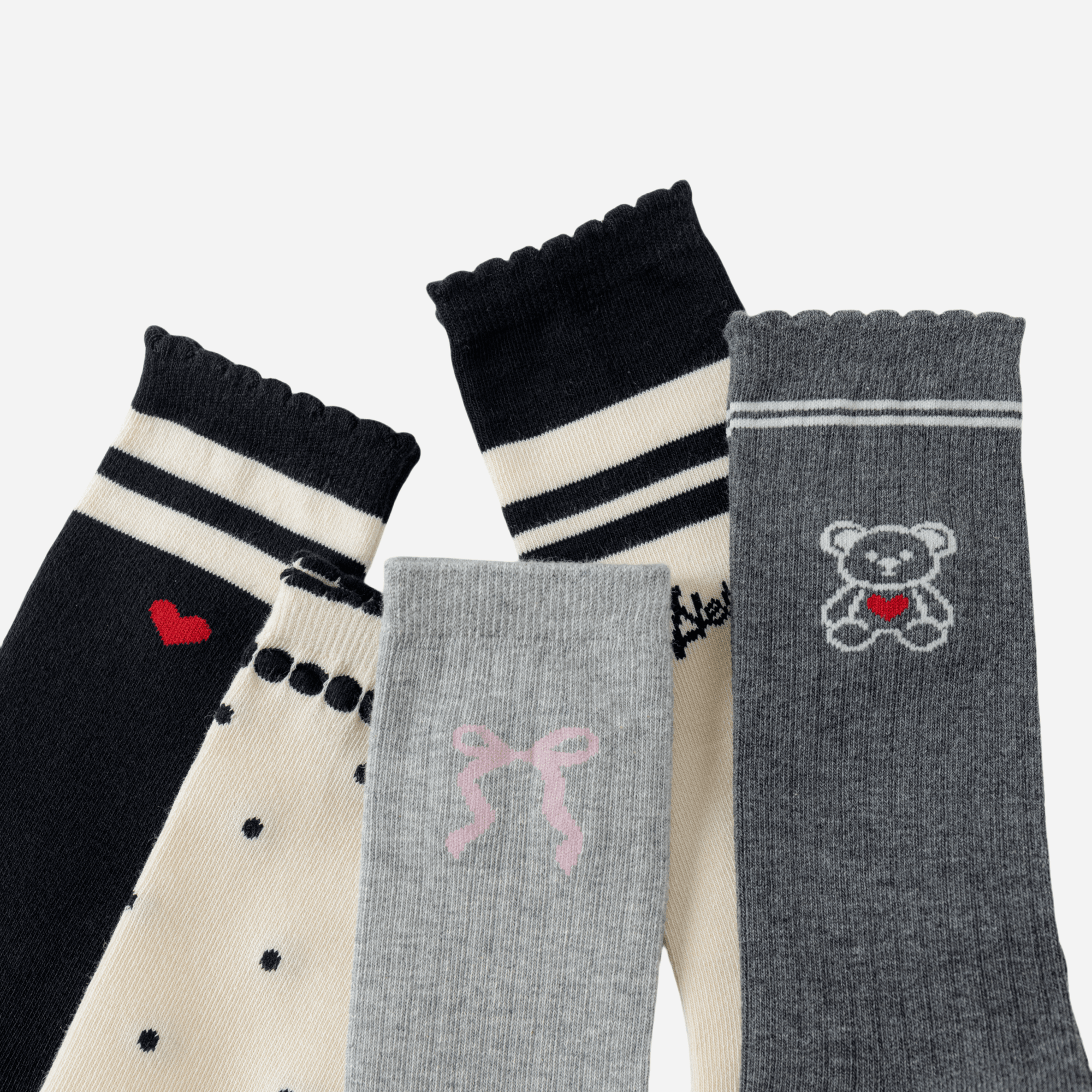 Kid's Preppy Embroidered Knee Socks - 3 Pairs - Weavasocks