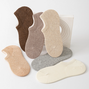 Women's 95% Cotton Ultra-Soft Heathered No-Show Socks - product photo showing soft cotton comfort