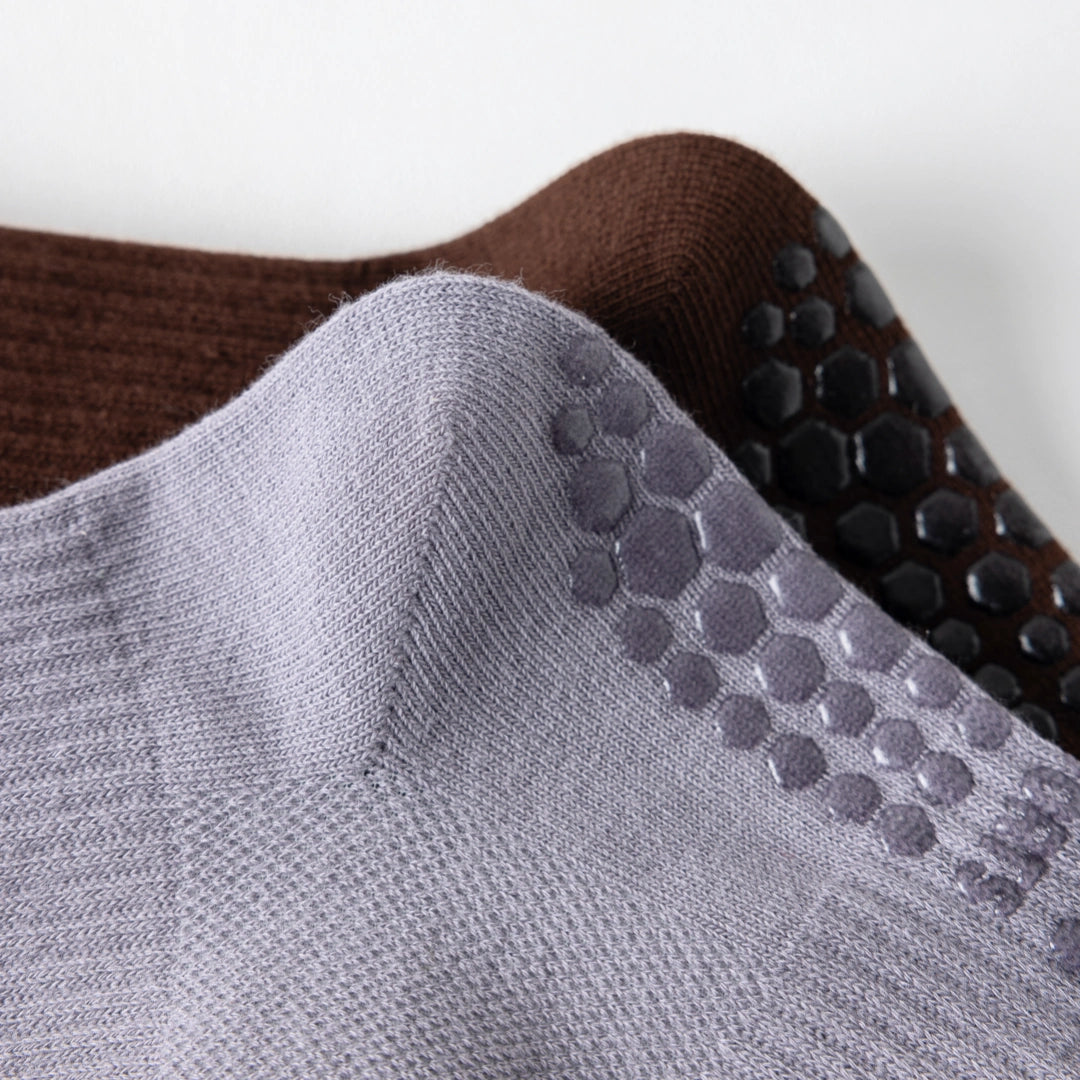 Women's 92% Cotton Yoga Mesh Crew Socks - product photo showing secure grip comfort