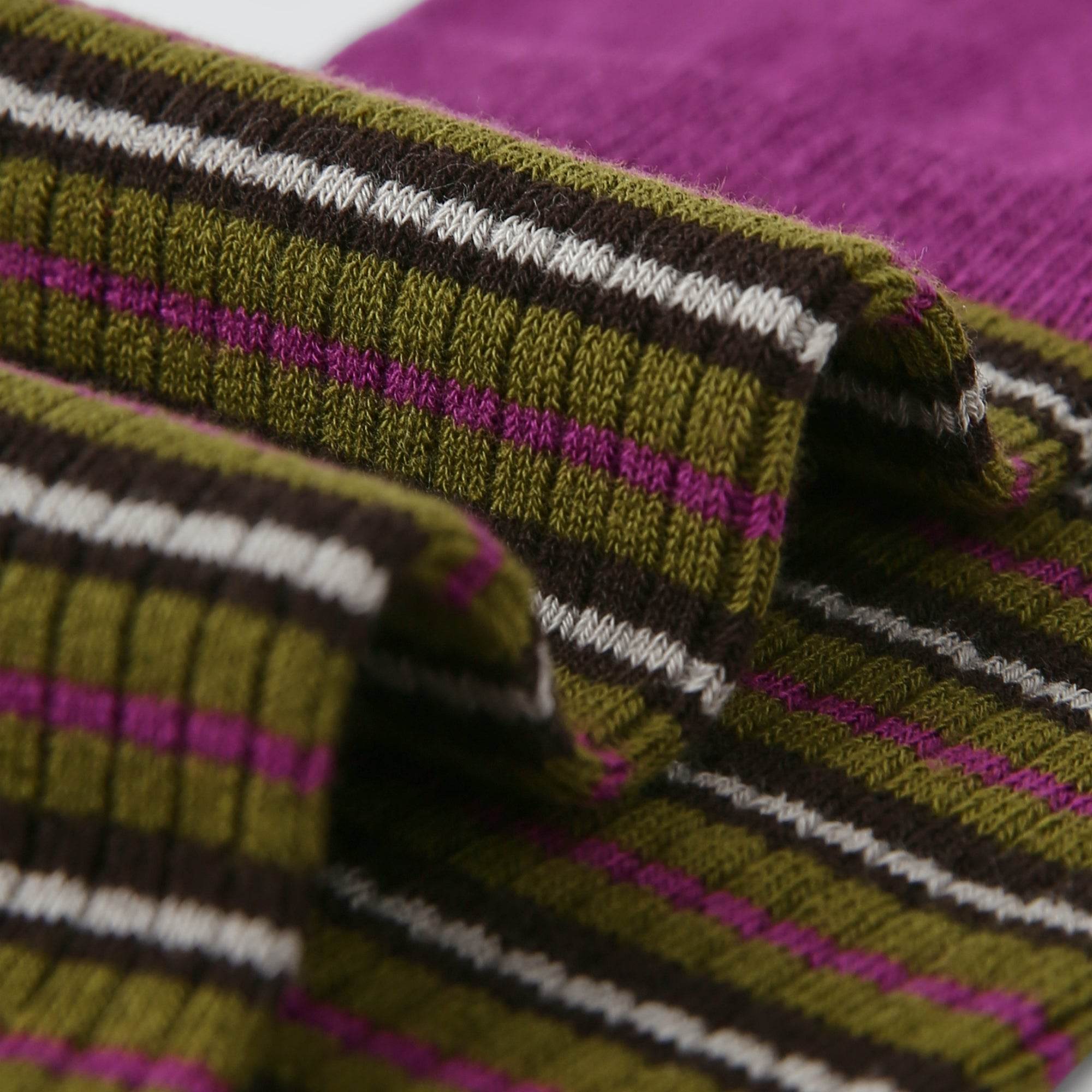 Women's Purple Cuff Stripe Crew Socks - Single Pair