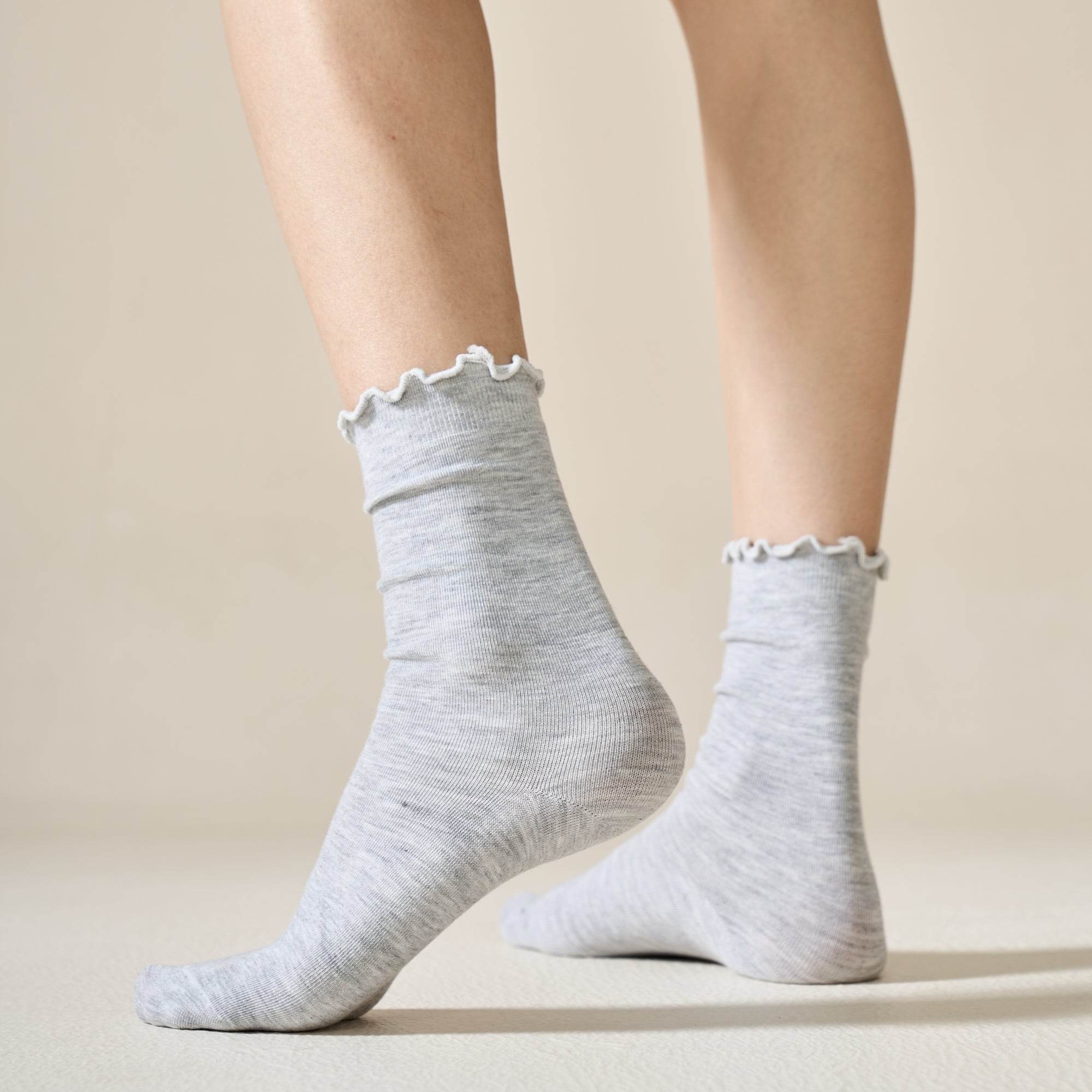 Women's Ruffle Cuff Merino Wool Socks - Single Pair