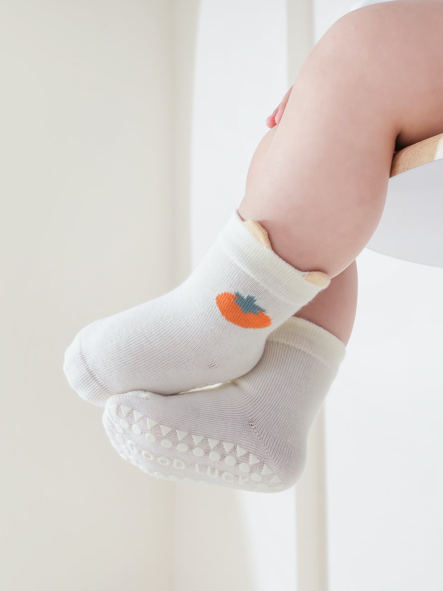 Babies' Non-Slip Ribbed Crew Socks-3 Pack
