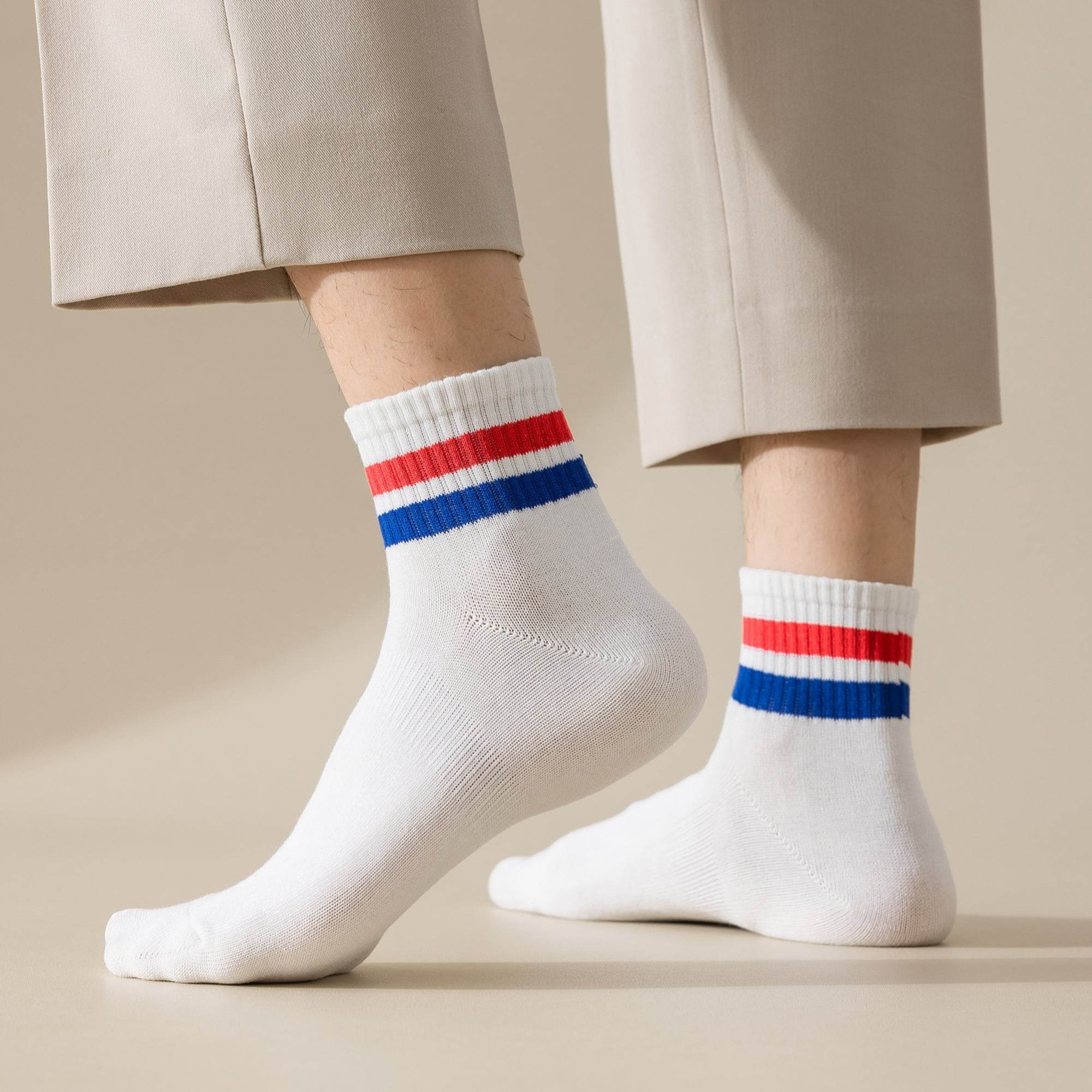 Men's Retro Stripe Ankle Socks-5 Pack