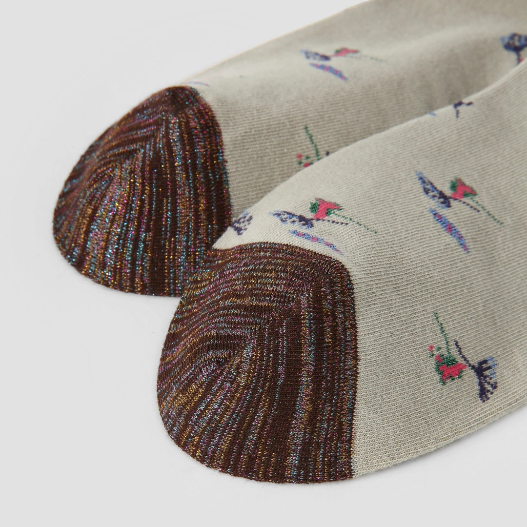 Women's Designer Artistic Botanical & Shimmer Meadow Crew Socks (3-Pack)