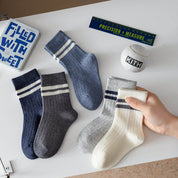 Kid's Classic Stripe Ribbed Crew Socks - 5 Pairs - Weavasocks