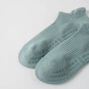 Men's 92% Cotton Non-Slip Yoga Ankle Socks - product photo showing secure grip comfort