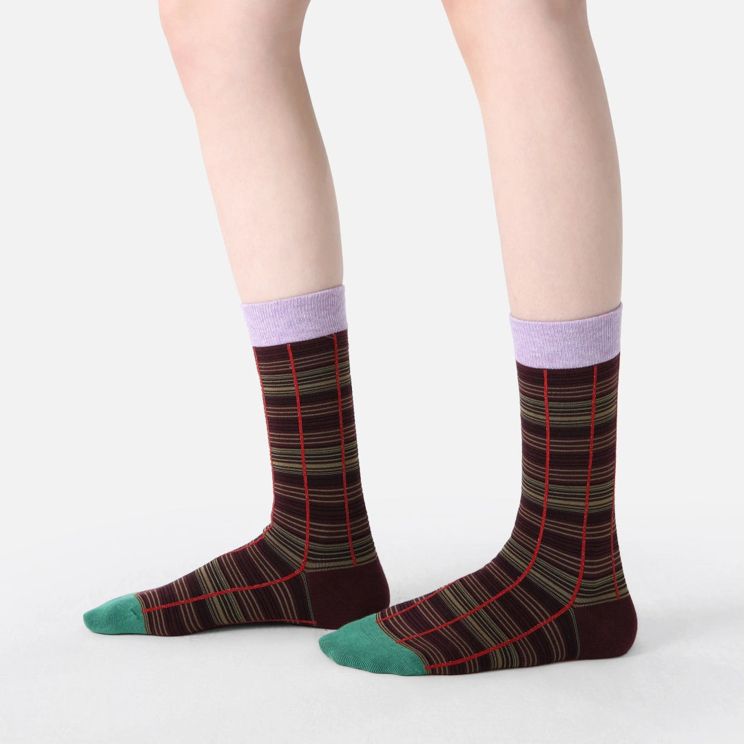 Women's Designer 3D Butterfly & Shimmer Grid Crew Socks (3-Pack)