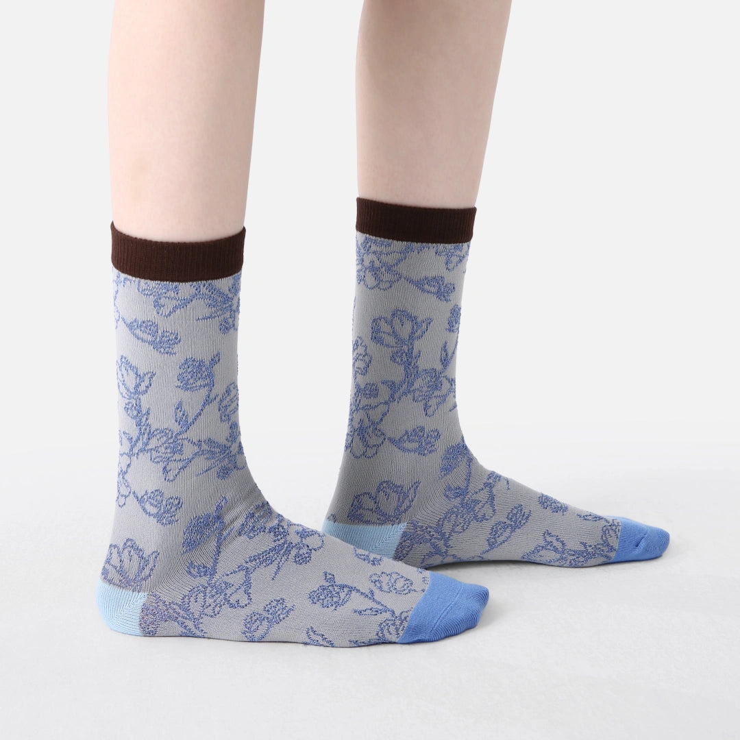 Women's Designer Vintage Botanical & Bow Crew Socks (3-Pack)
