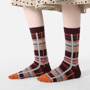Women's Designer Retro Geometric Plaid & Polka Dot Crew Socks (3-Pack)