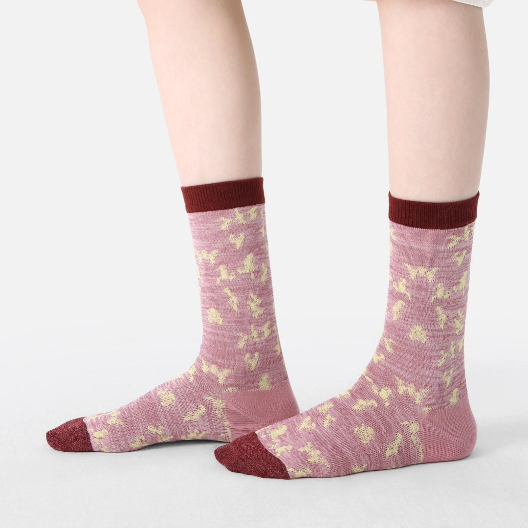 Women's Designer Vintage Botanical & Bow Crew Socks (3-Pack)