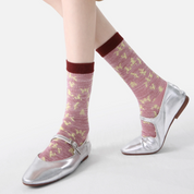 Women's Designer Vintage Botanical & Bow Crew Socks (3-Pack)