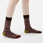 Women's Designer Retro Multi-Striped Colorblock Crew Socks