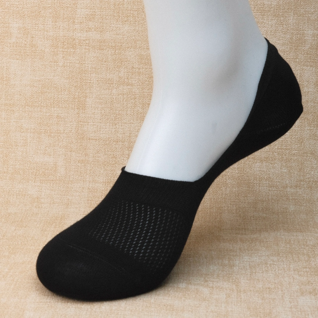 Men's 95% Cotton Ultra-Thin Mesh No-Show Socks - product photo showing breathable mesh comfort