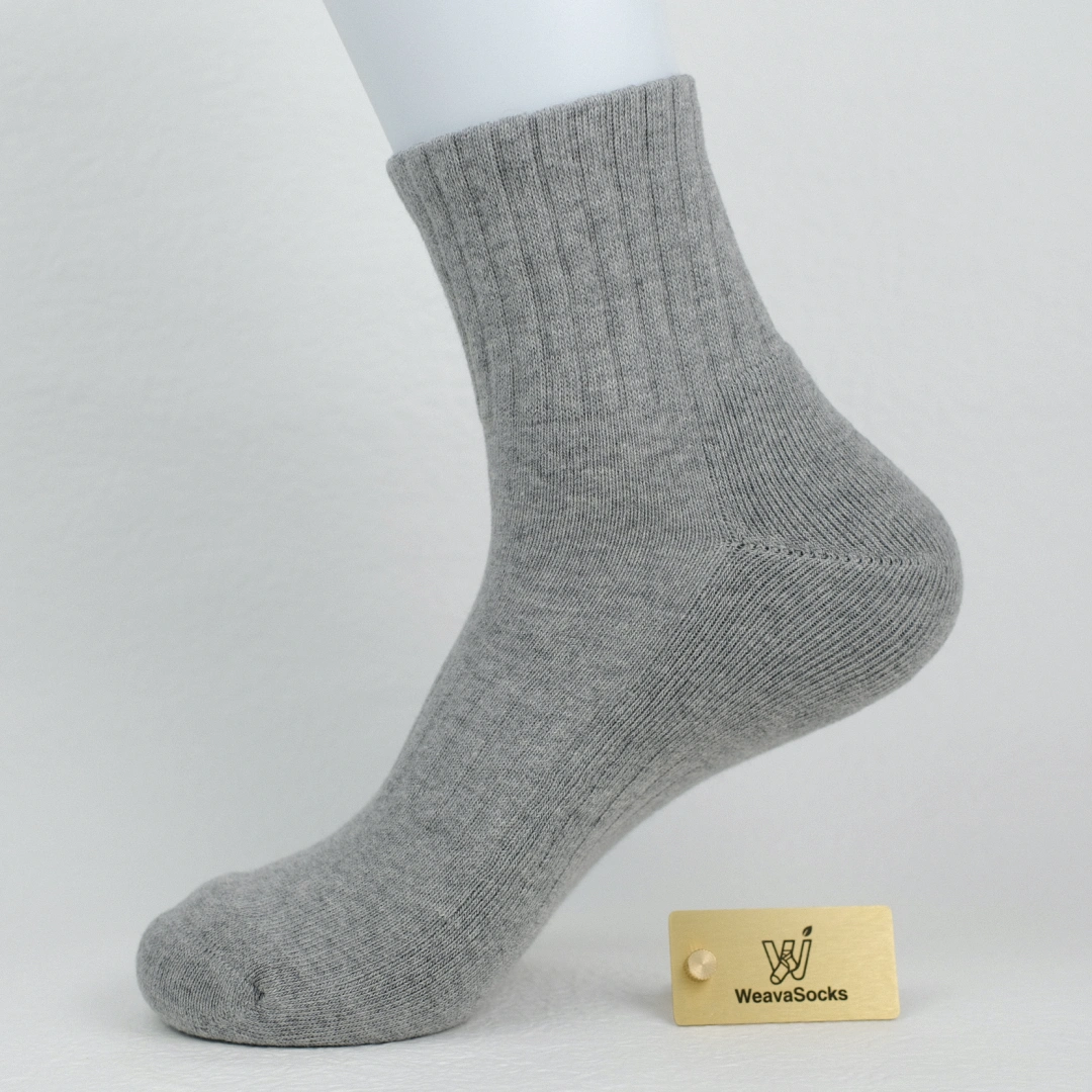 Men's Heather Terry Cushion 92% Cotton Quarter Socks - product photo showing cushioned comfort