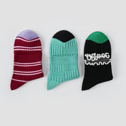 Modern Retro Artistic Textured Ankle Socks 3-Pack