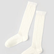 Women's Sheer Pointelle Calf Socks - product photo showing seamless stretch comfort