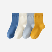 Kid's Organic Cotton Solid Crew Socks Cream - 4 Pairs - Weavasocks