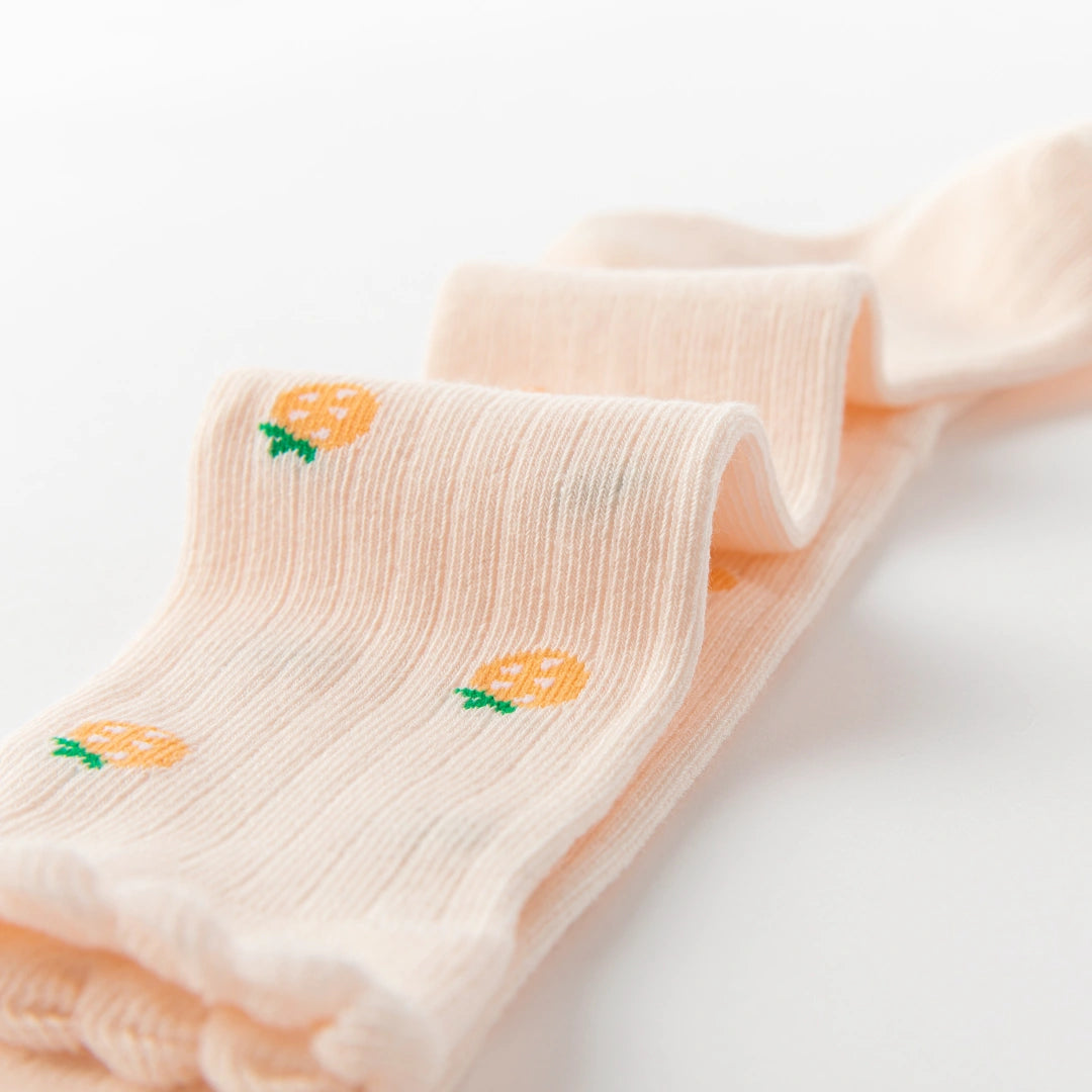 Baby & Toddler Sweet Fruit Garden Lettuce Edge Knee-High 3-Pack - sock set showing secure grip comfort