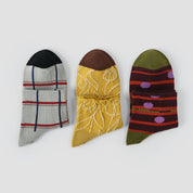 Premium Jacquard Cotton Socks in Sage & Earth Tones 3-Pack