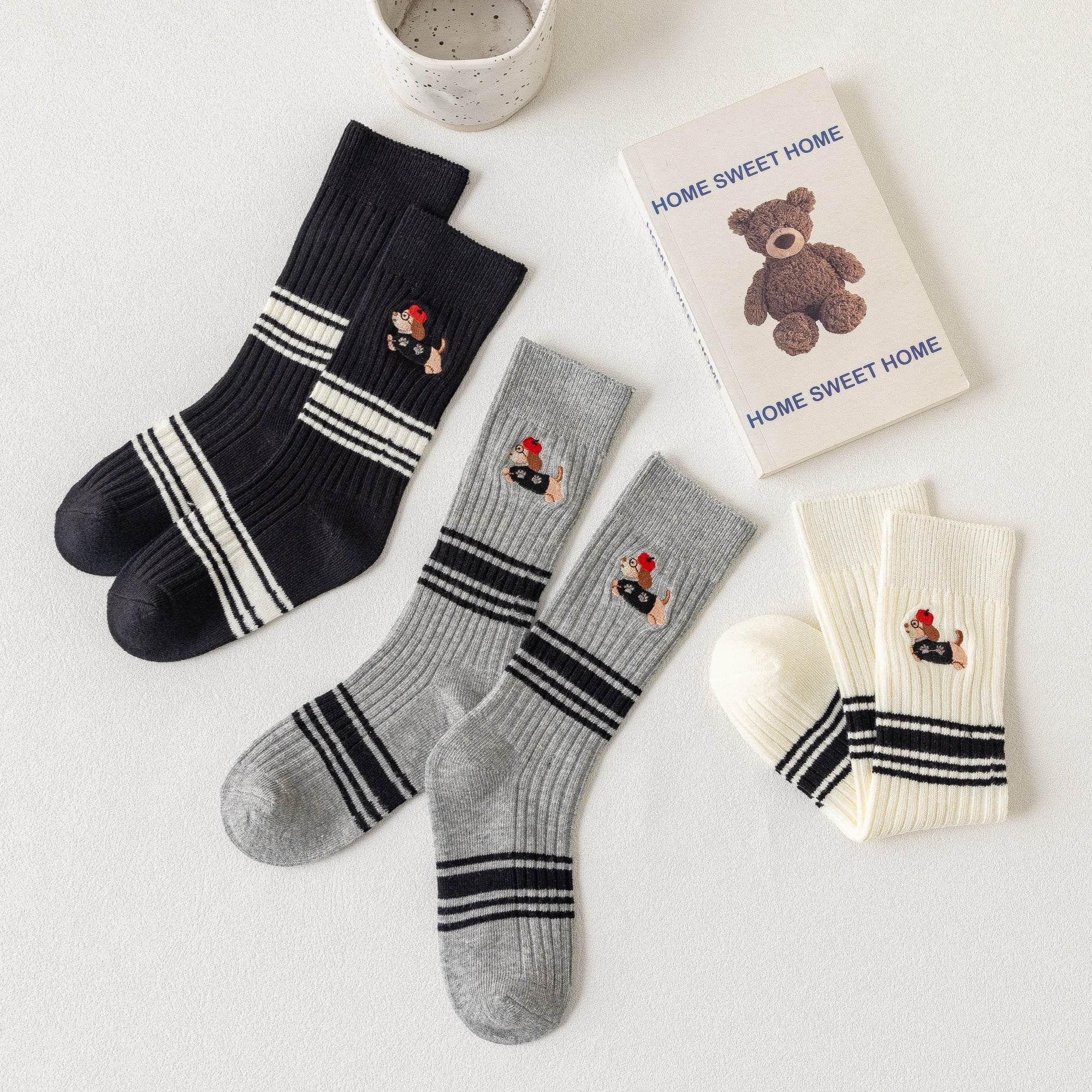 Kid's Preppy Pup Crew Socks - 2 Pairs - Weavasocks