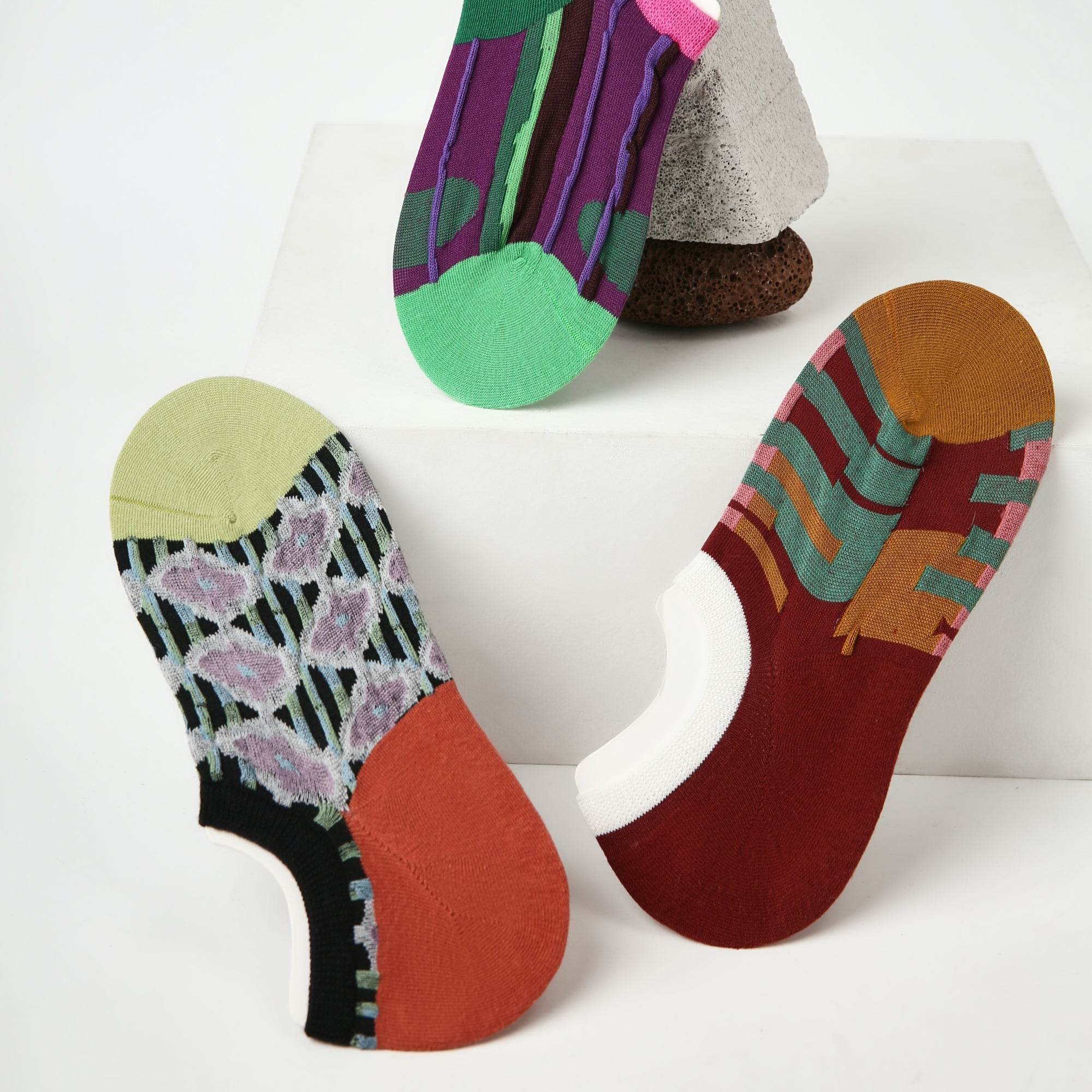 Women's Abstract Pattern No-show Socks - 3 Pairs