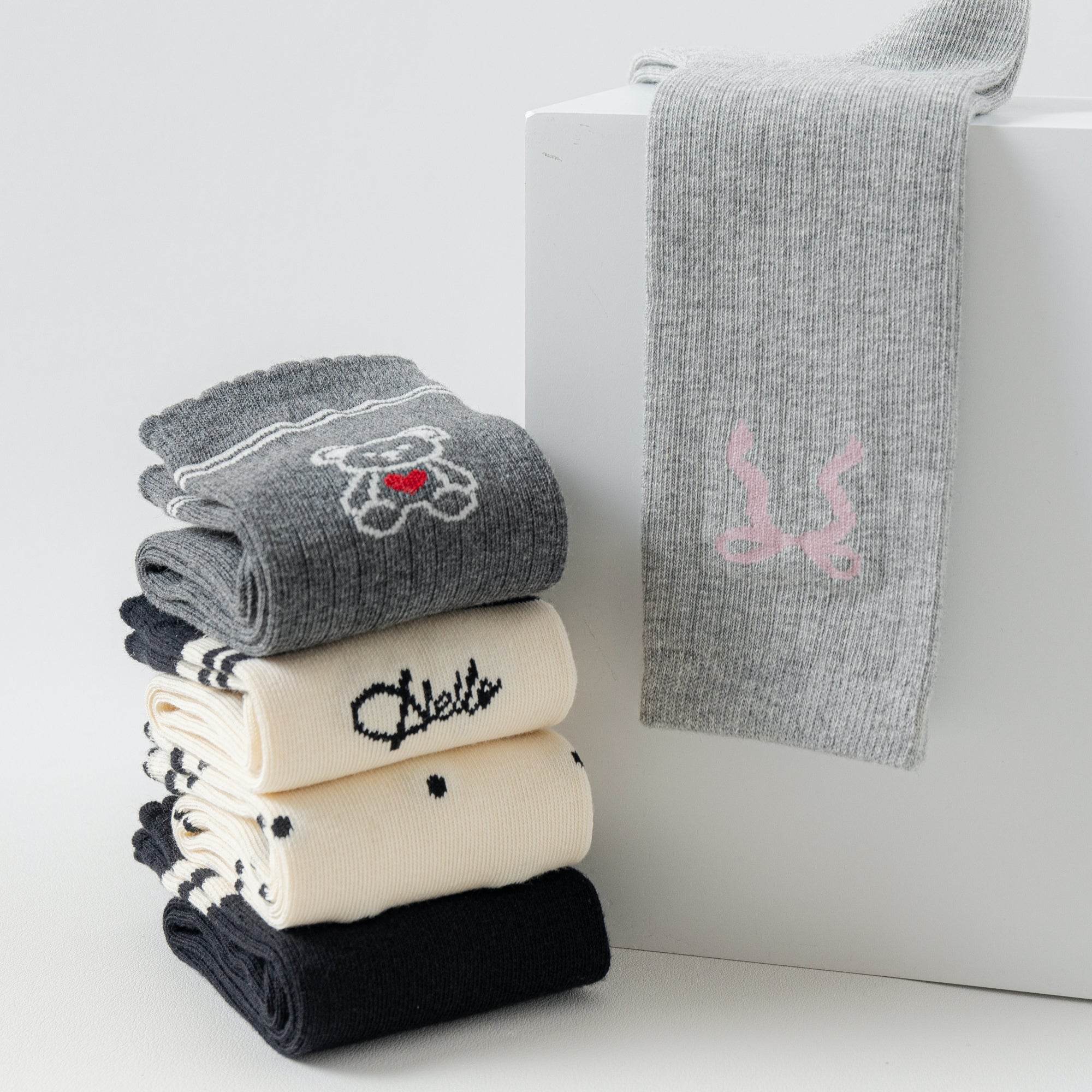 Kid's Preppy Embroidered Knee Socks - 3 Pairs - Weavasocks