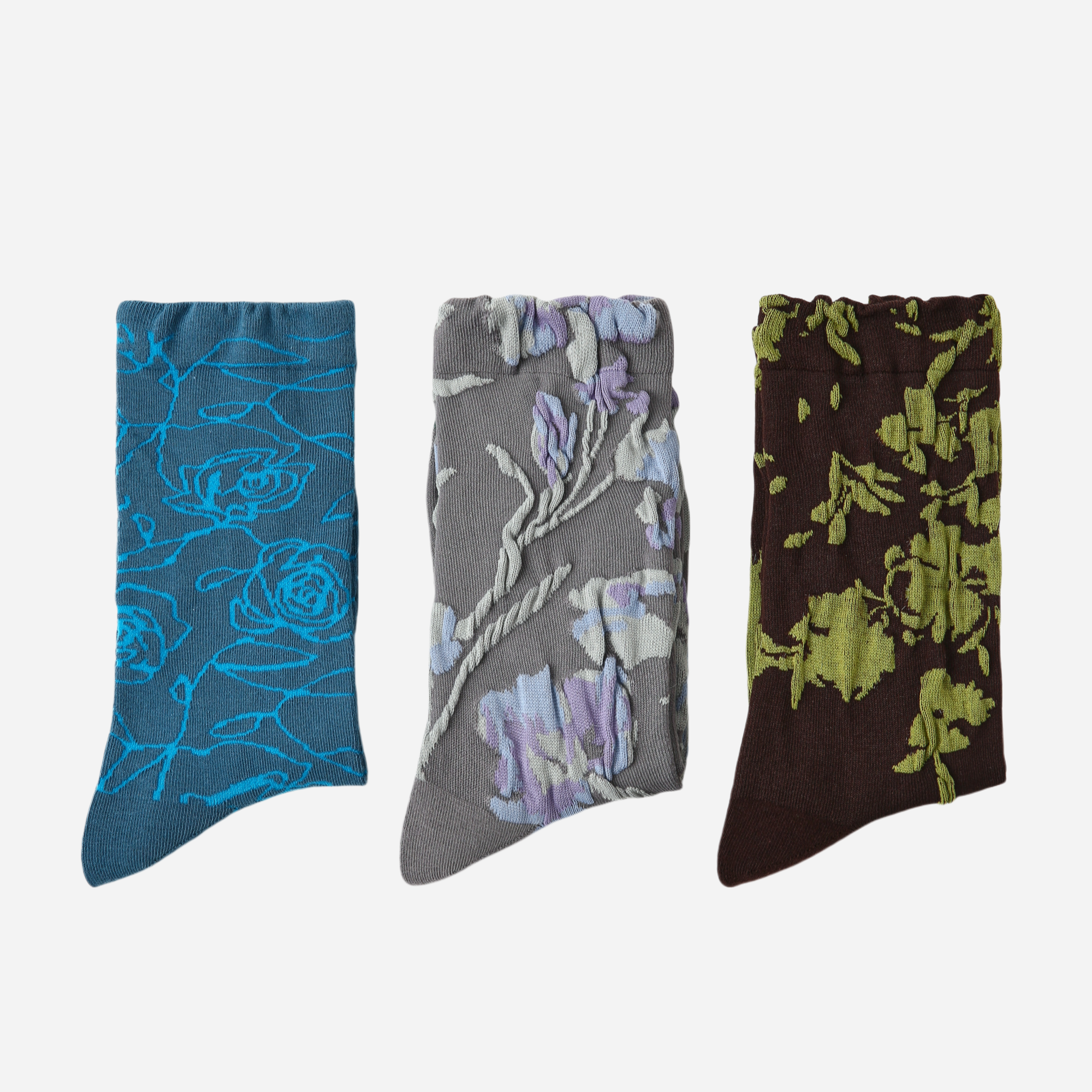 Women's Modern Floral Texture Socks - 3 pairs