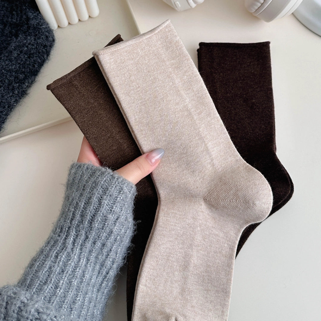 Women's 98% Cotton Classic Roll Top Slouch Crew Socks - product photo showing soft cotton-rich comfort