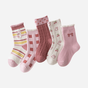 Kid's Girls' Textured Bunny & Bow Crew Socks - 5 Pairs - Weavasocks