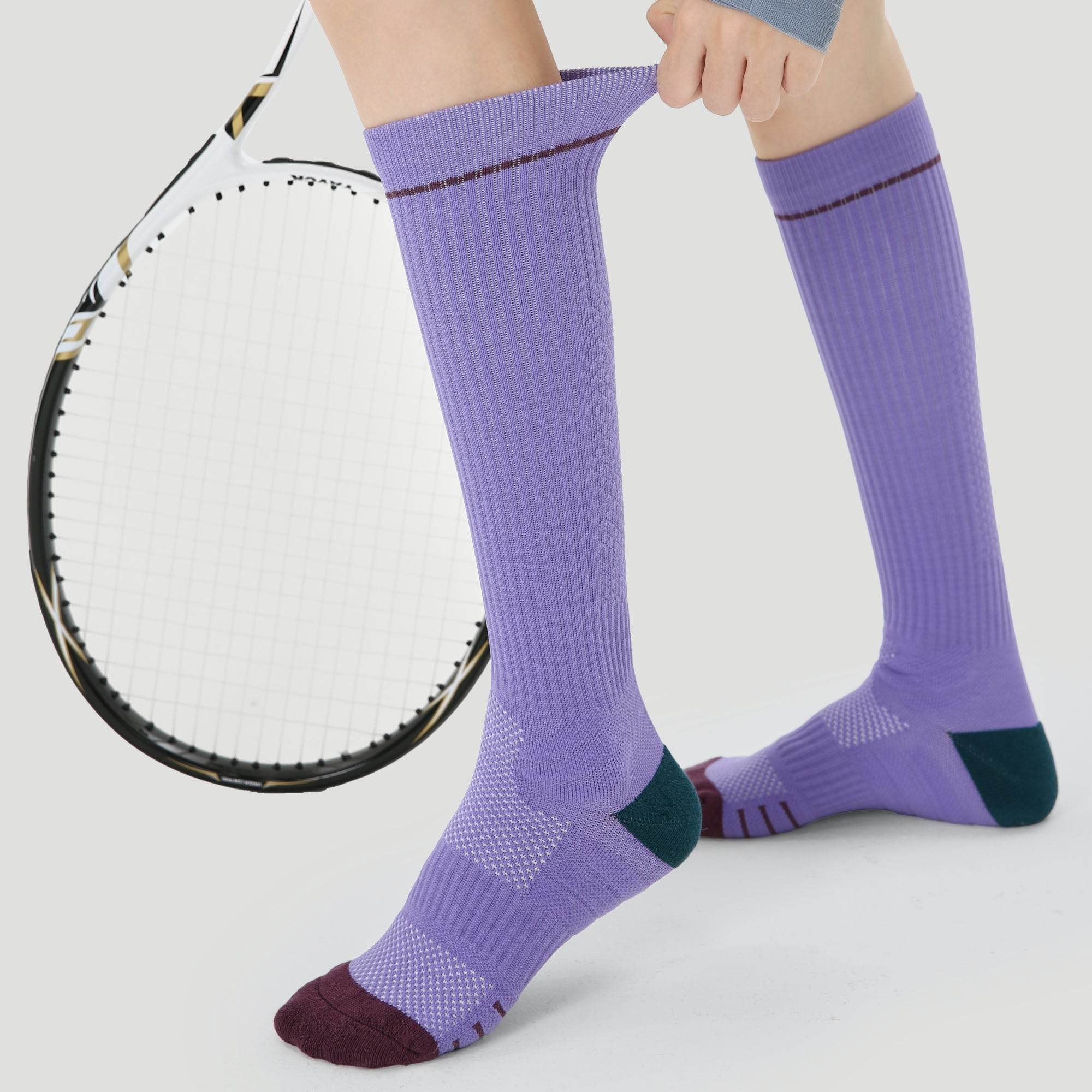 Women's Performance Knee-High Hiking Socks - Purple & Forest