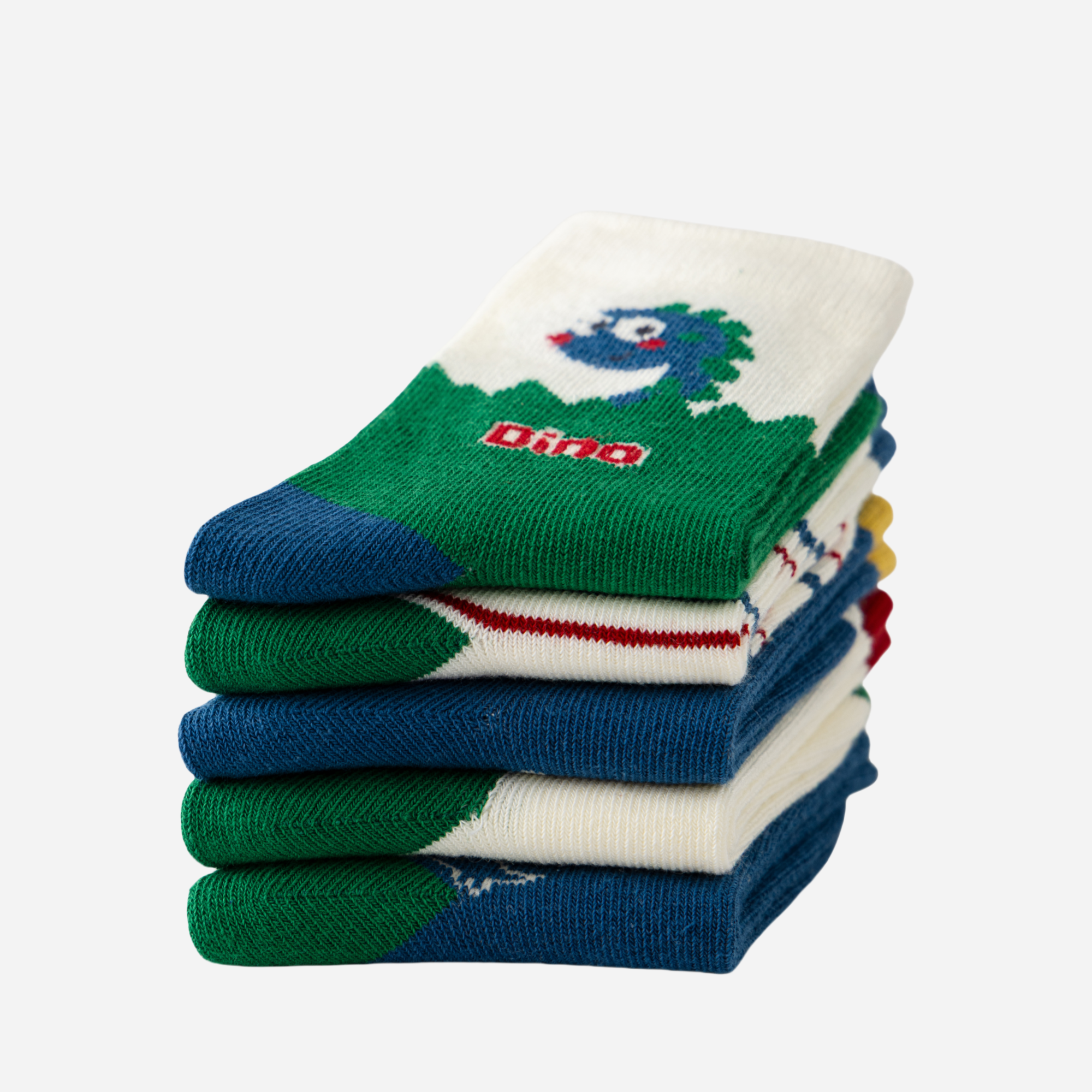 Kid's Playful Dinosaur Crew Socks - 5 Pairs