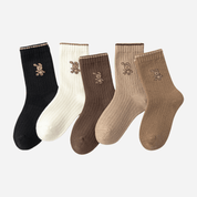 Kid's Neutral Ribbed Crew Socks 5 - Pairs - Weavasocks