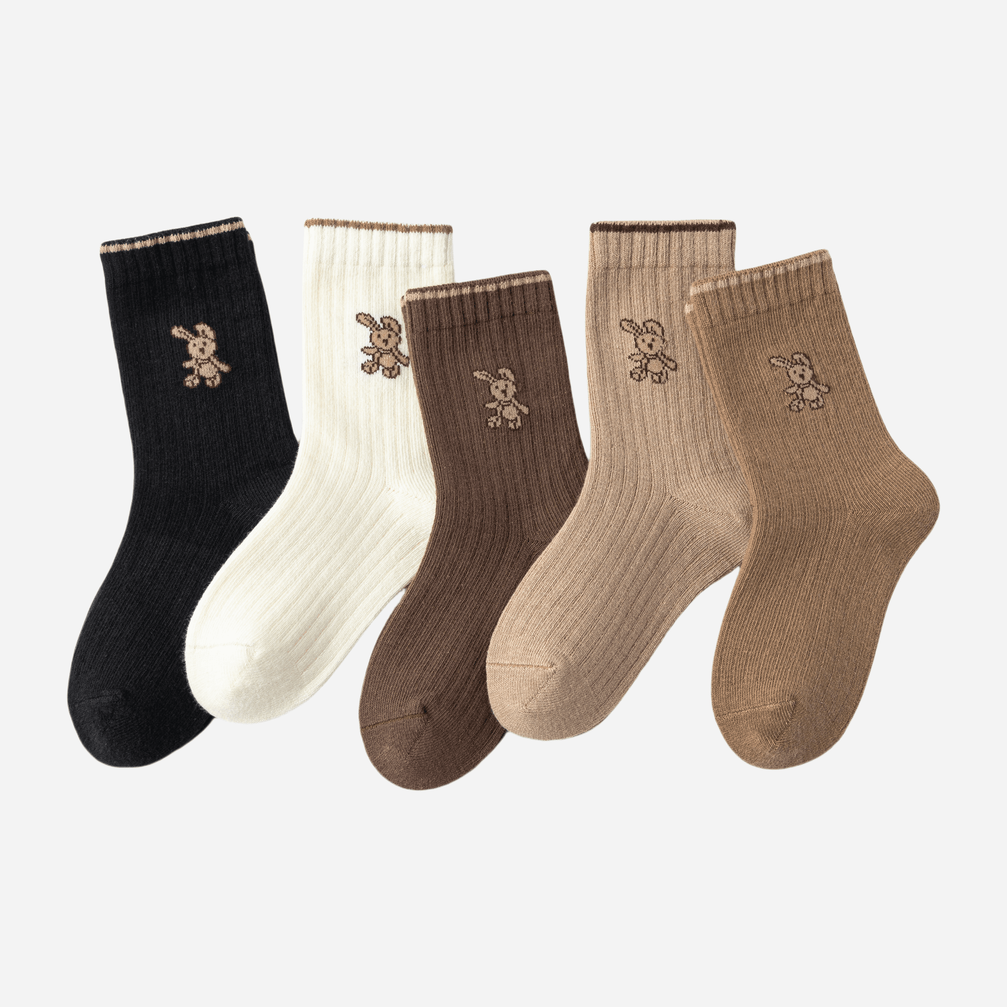 Kid's Neutral Ribbed Crew Socks 5 - Pairs - Weavasocks