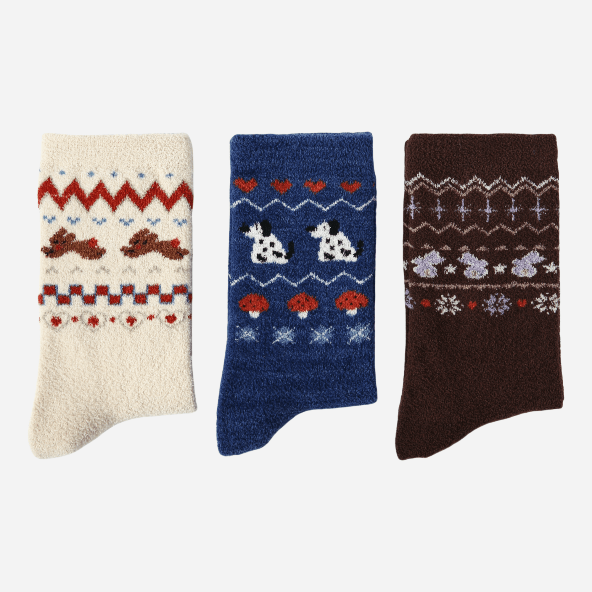 Women's Fuzzy Cabin Crew Socks - 3 pairs