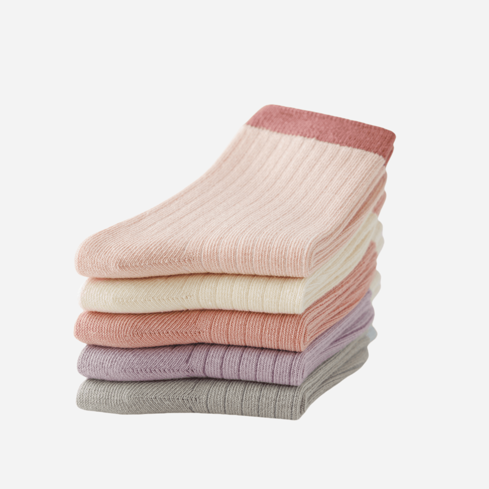 Kid's Color-Cuff Ribbed Crew Socks - 5 Pairs - Weavasocks