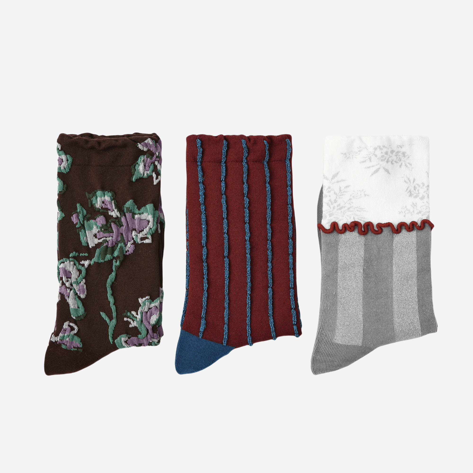 Women's Romantic & Eclectic Crew Socks - 3 pairs