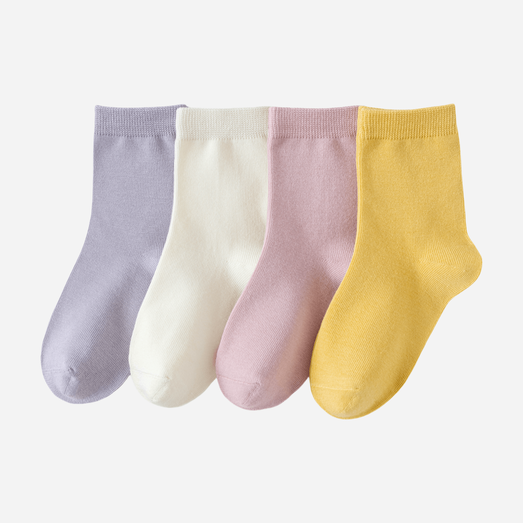 Kid's Organic Cotton Solid Crew Socks Pastel - 4 Pairs - Weavasocks