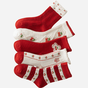 Kid's Girls' Holiday Cherry Crew Socks - 5 Pairs - Weavasocks